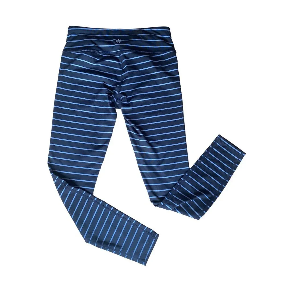 Athleta Leggings S Chaturanga Stripe Tight Black Gray Full Ankle 27" Yoga - Picture 5 of 10